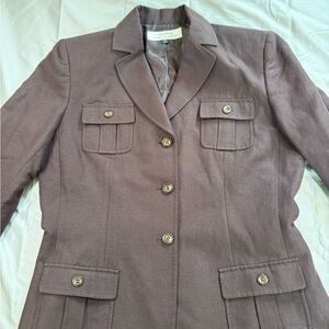 Tahari Women's Brown Blazer with Button Details